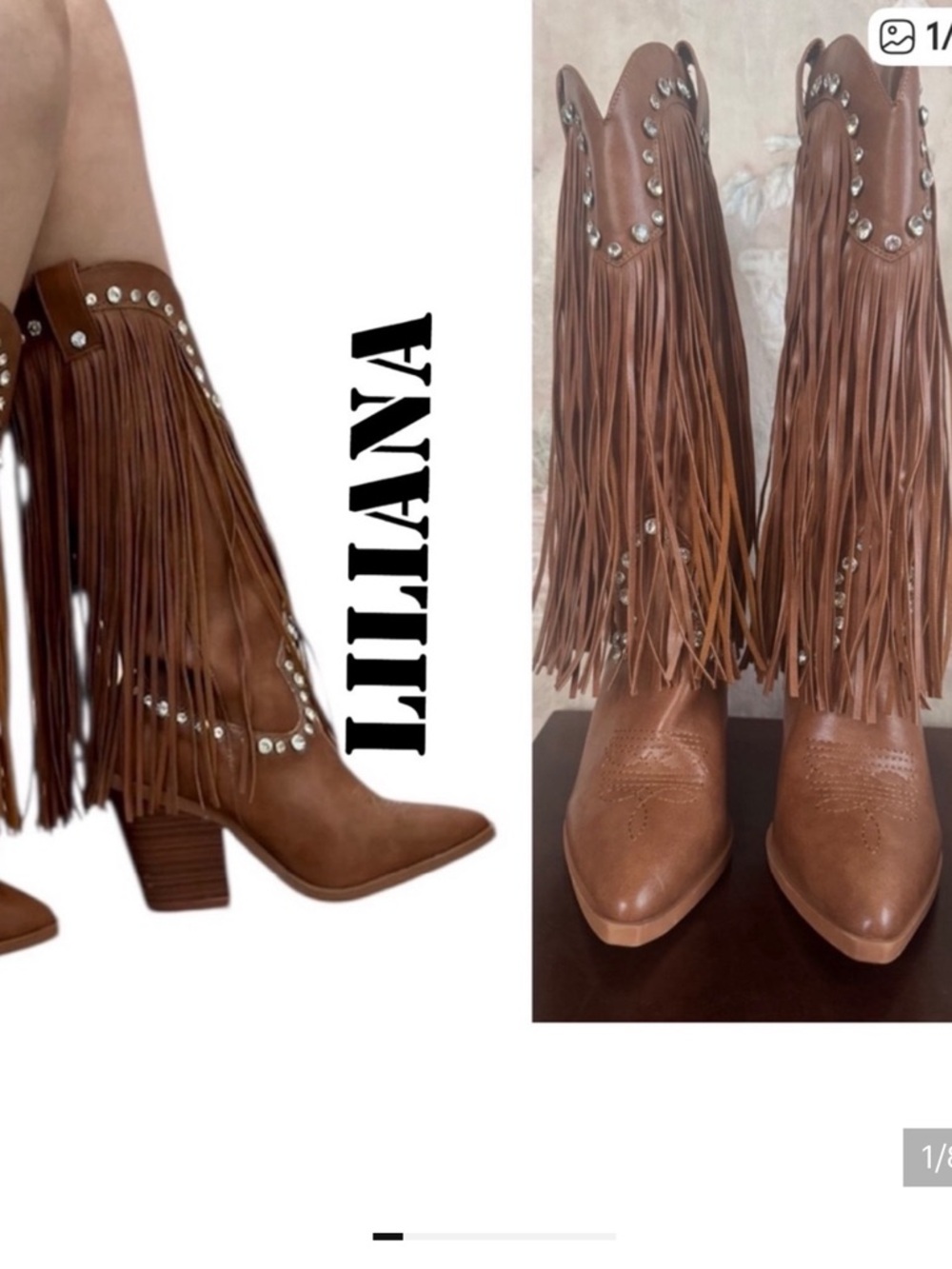 LILIANA BANDIDA FRINGE RHINESTONE WESTERN BOOTS SIZE 6